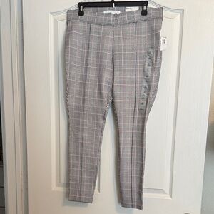 Old Navy Stevie Plaid Skinny Pants - Black White and Pink L NWT